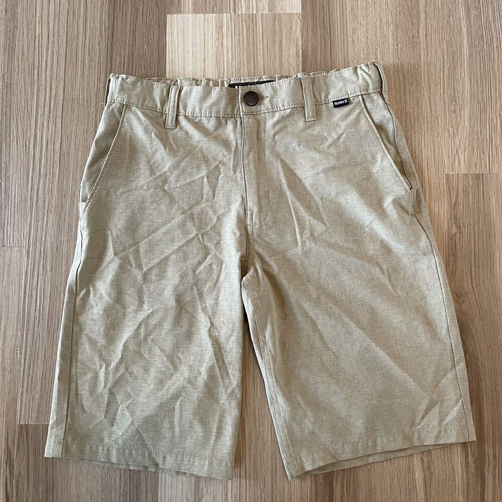 Hurley Boys L 14/16 Shorts Adjustable Waist Tan Surfer Skater Casual Athleisure